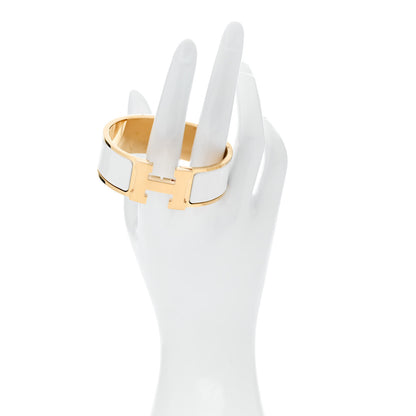 Hermes Enamel Wide Clic Clac H Bracelet PM White 2 of 4