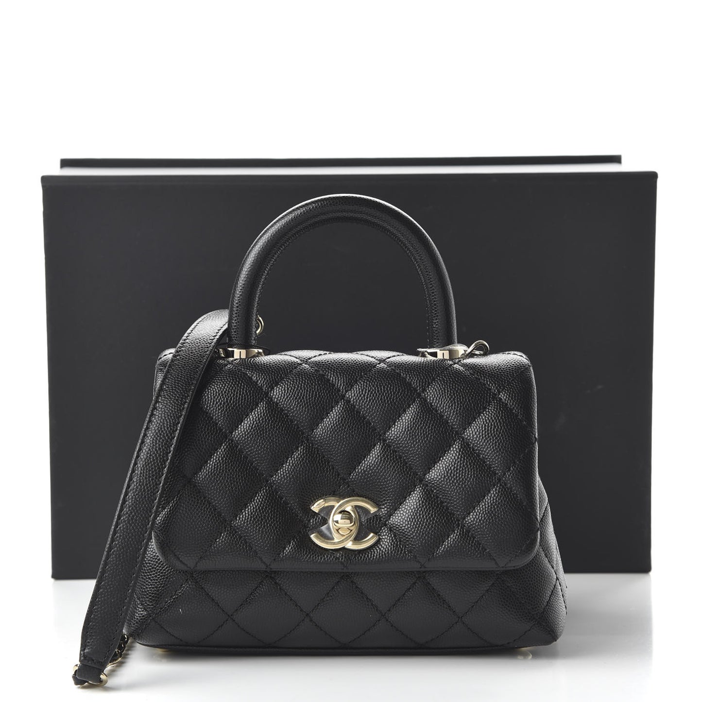 Caviar Quilted Extra Mini Coco Handle Flap Black