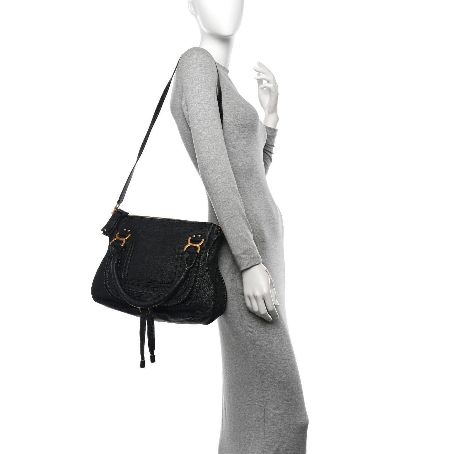 Calfskin Medium Marcie Satchel Black
