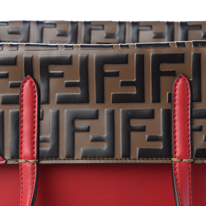Fendi Vitello Grace Bi-Color FF 1974 Embossed Flip Tote Fragola Maya Black 15 of 16