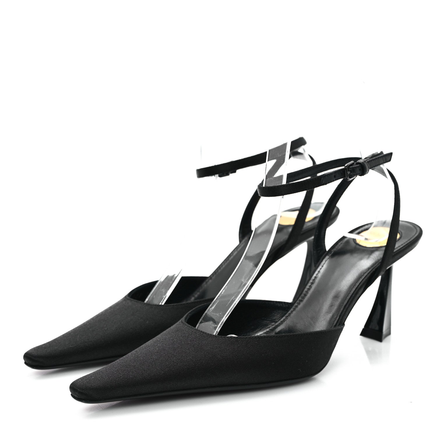 Saint Laurent Satin Crepe Aimee 75 Slingback Pumps 35.5 Black 4 of 10