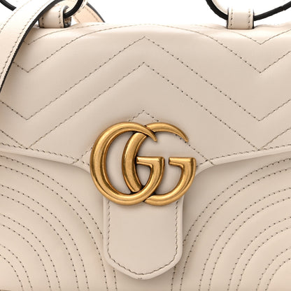 Gucci Calfskin Matelasse Mini GG Marmont Top Handle Shoulder Bag White 8 of 10