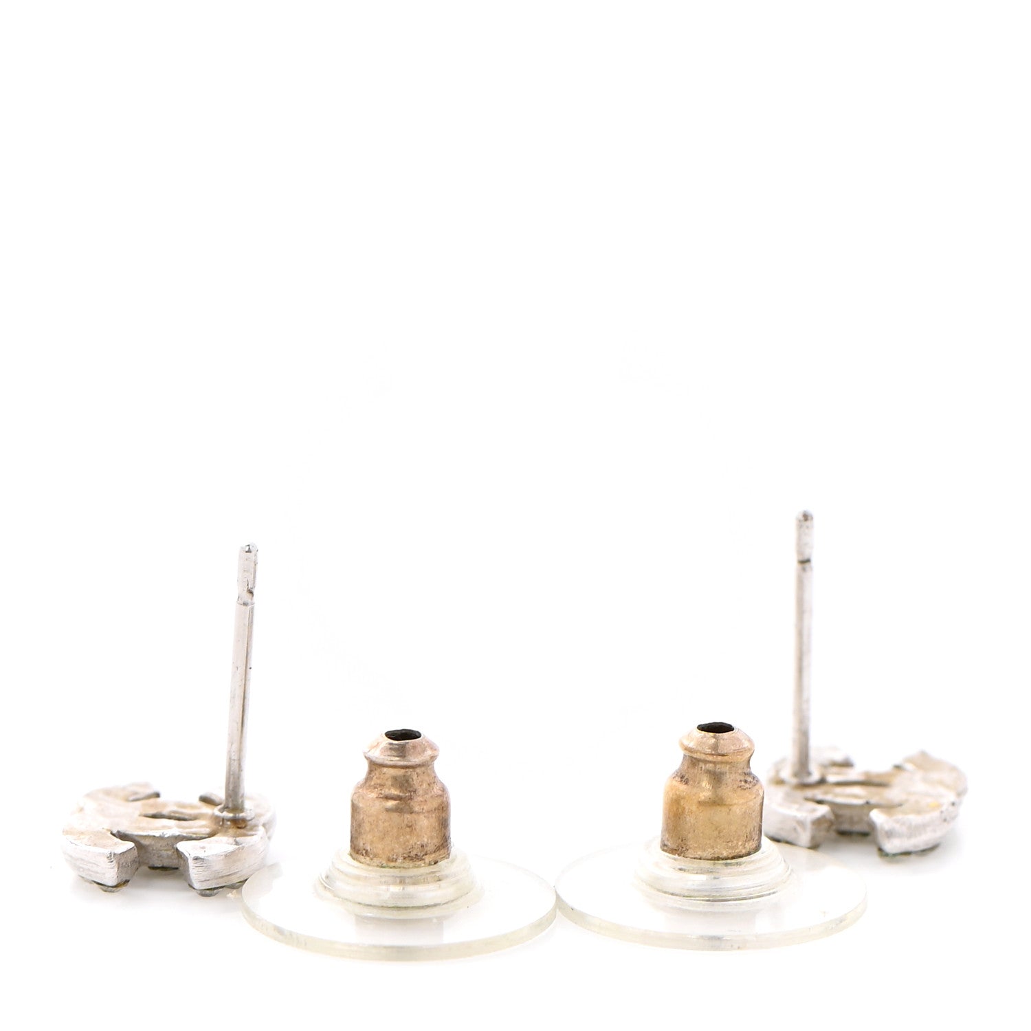 Chanel Crystal Mini Timeless CC Earrings Silver 3 of 5
