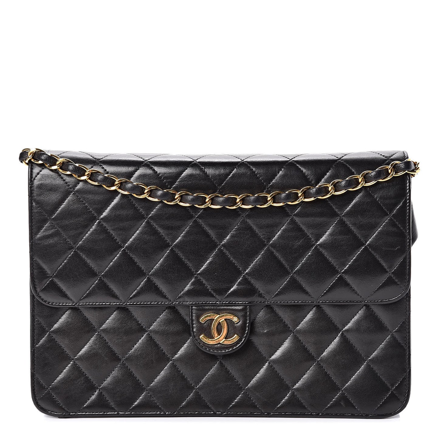 Lambskin Quilted Medium Single Flap Black