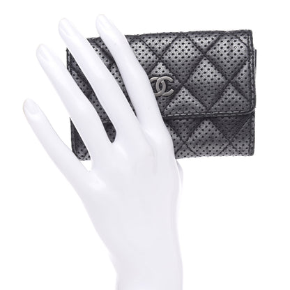 Chanel Lambskin Perforated Quilted Card Holder Grey 2 of 11