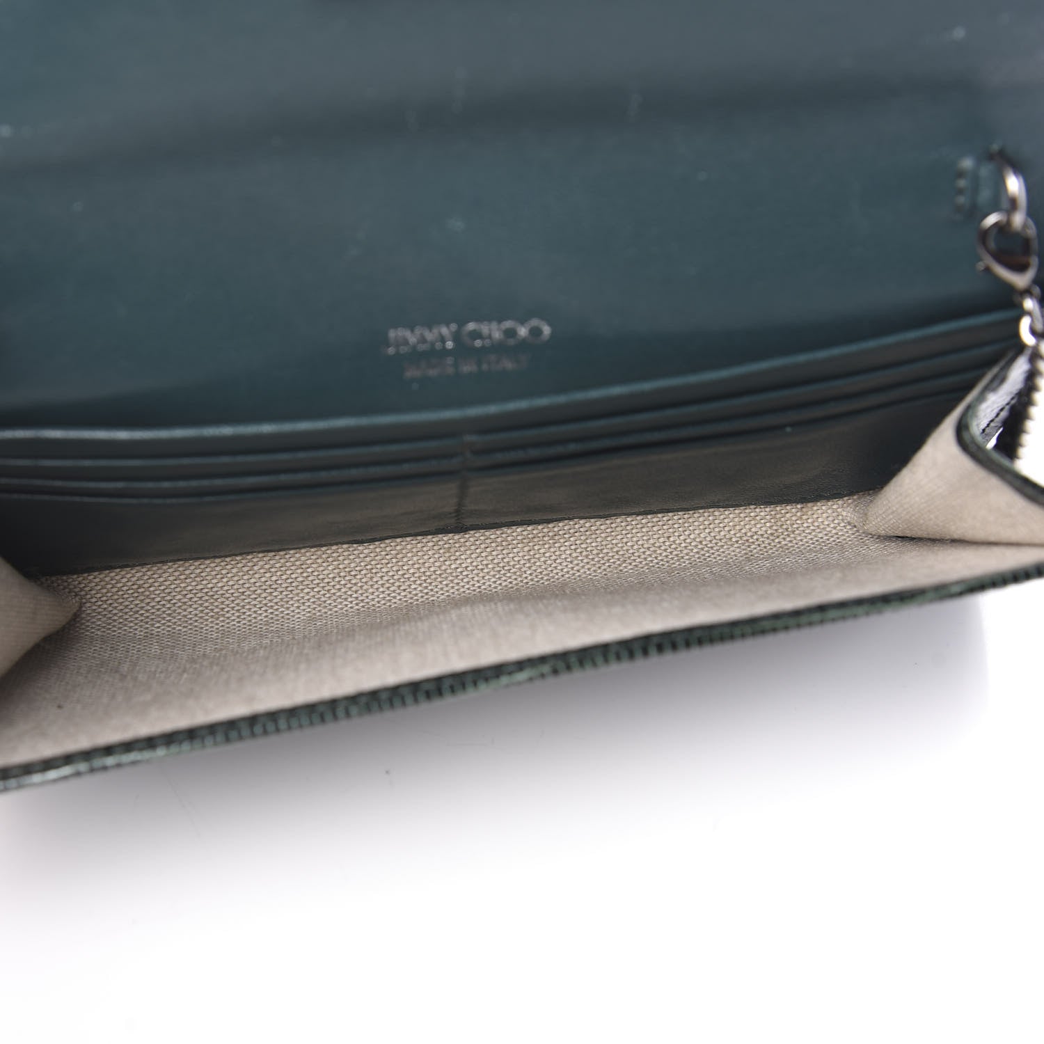 Jimmy Choo Patent Lizard Embossed Chain Clutch Green 4 of 10
