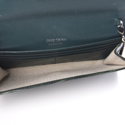 Jimmy Choo Patent Lizard Embossed Chain Clutch Green 4 of 10
