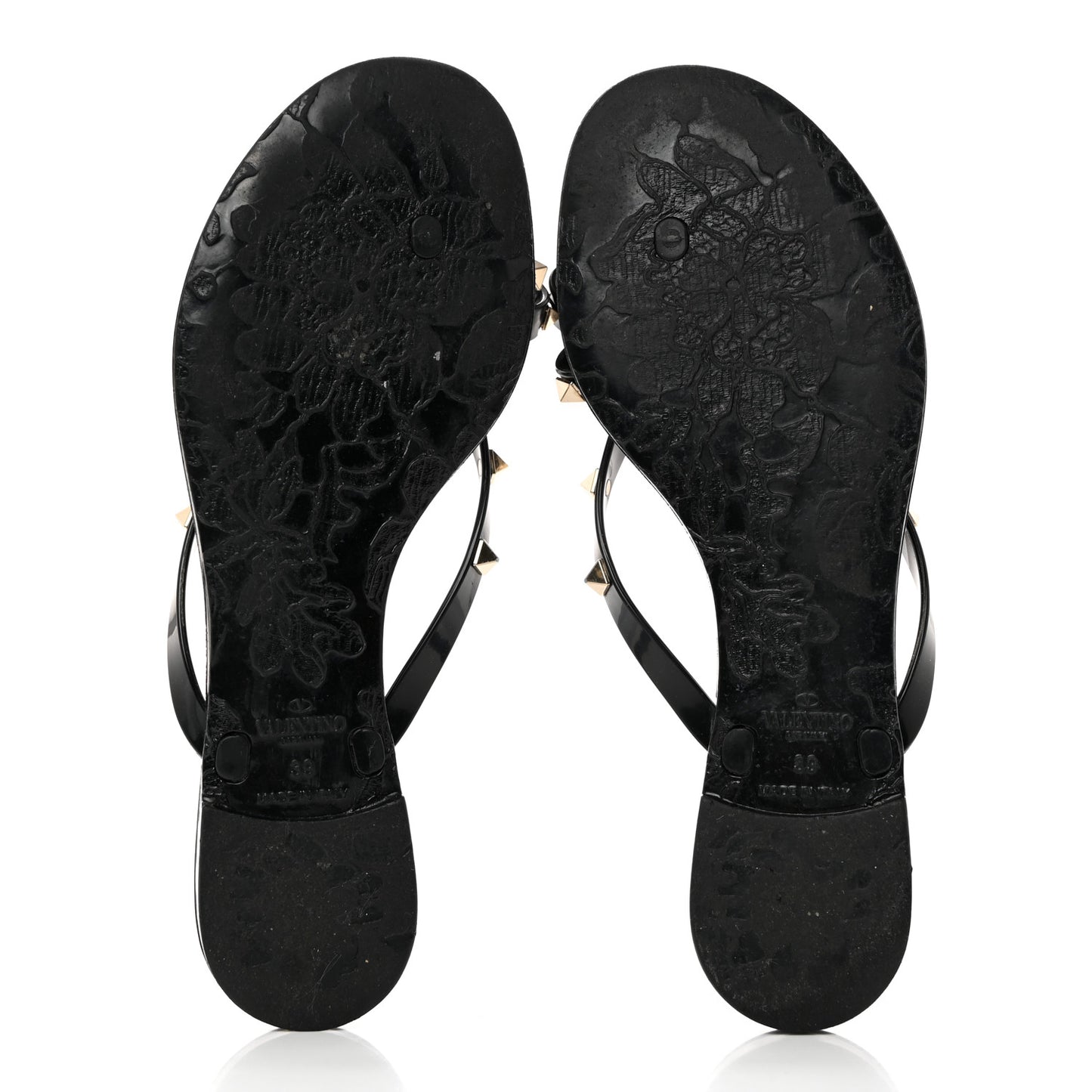 PVC Jelly Rockstud Bow Thong Sandals 39 Black