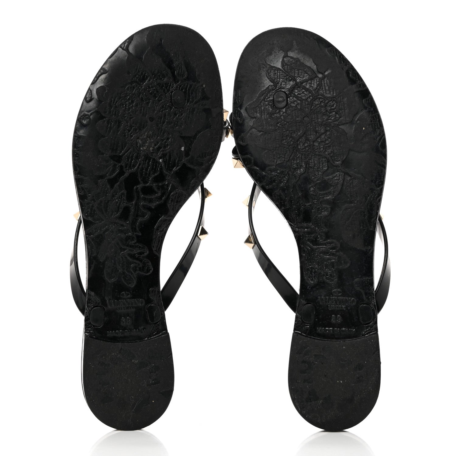Valentino Garavani PVC Jelly Rockstud Bow Thong Sandals 39 Black 5 of 8