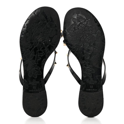 Valentino Garavani PVC Jelly Rockstud Bow Thong Sandals 39 Black 5 of 8