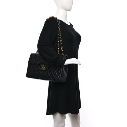 Chanel Lambskin Quilted XL Jumbo Single Flap Black 2 of 12