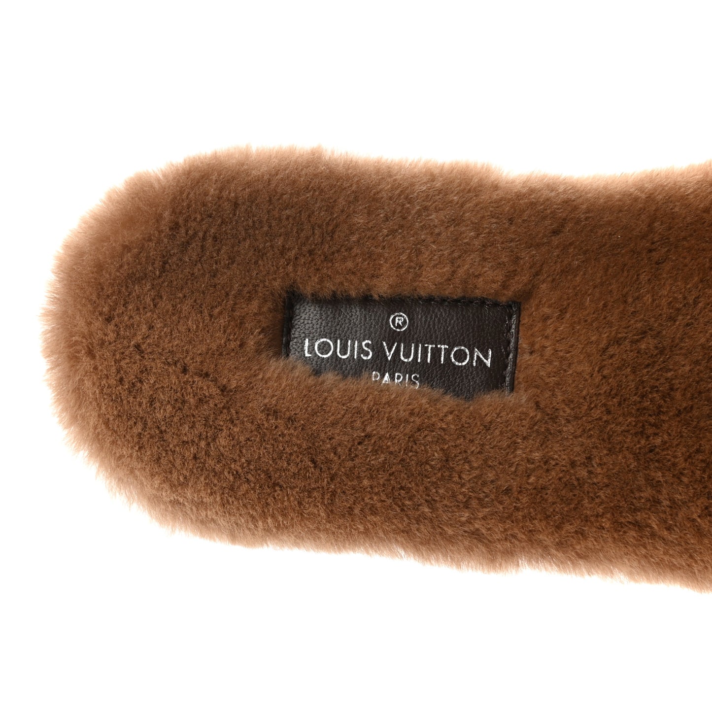 Mink Fur Monogram Lock It Flat Mule 35 Cognac