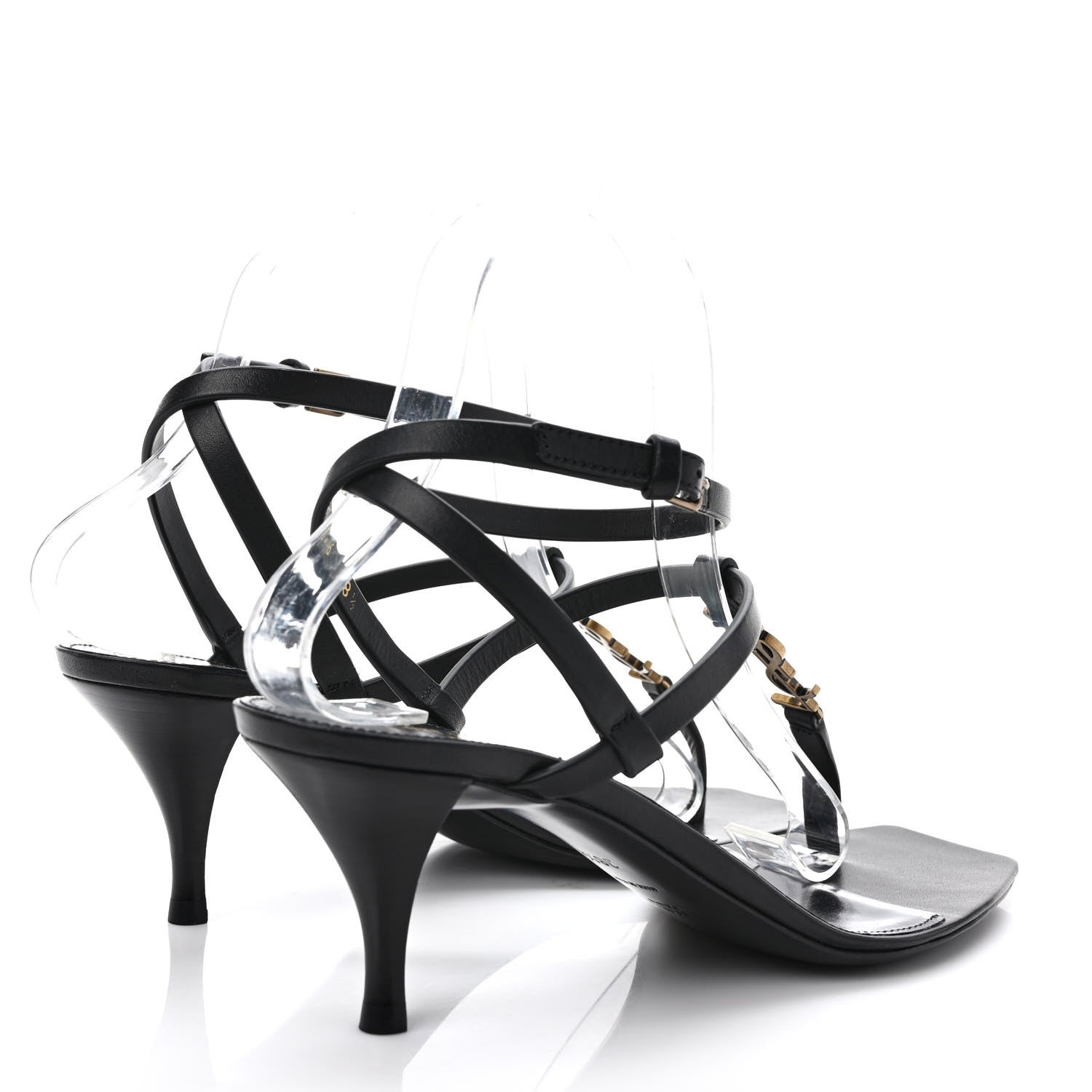 Saint Laurent Calfskin Cassandra 60 Ankle Strap Sandals 38.5 Black 4 of 9