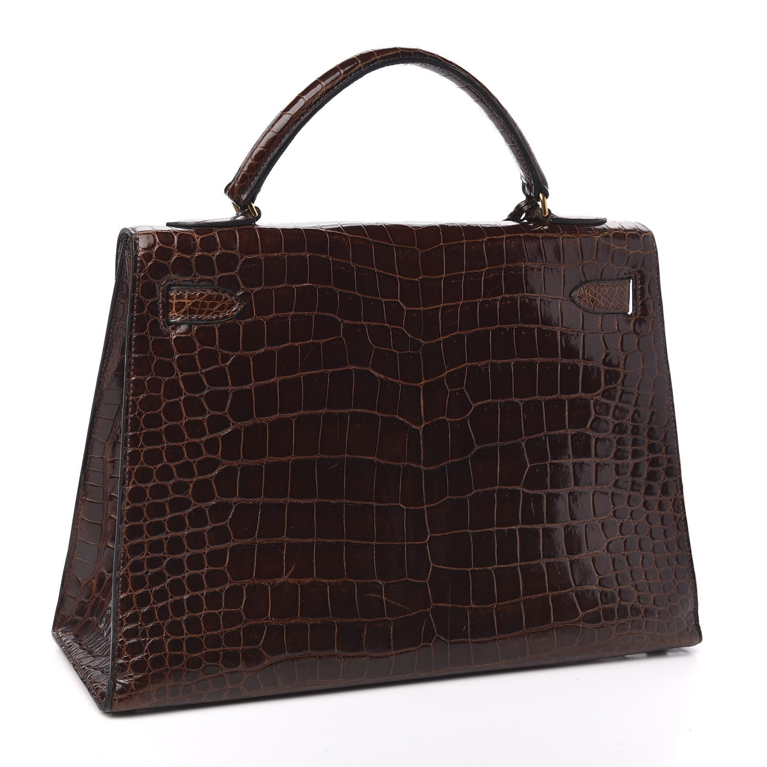 Hermes Shiny Niloticus Crocodile Kelly Sellier 32 Havane 3 of 30