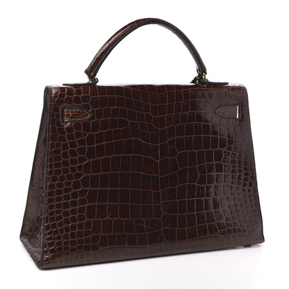Hermes Shiny Niloticus Crocodile Kelly Sellier 32 Havane 3 of 30
