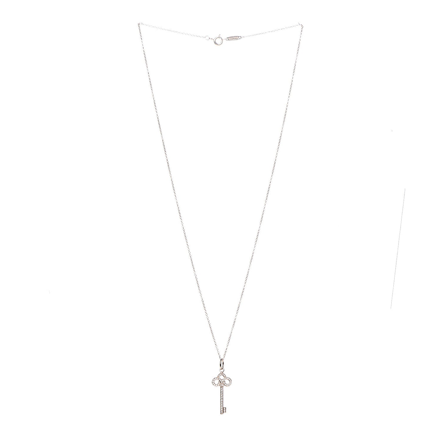 18K Rose Gold Diamond Mini Fleur De Lis Key Pendant Necklace