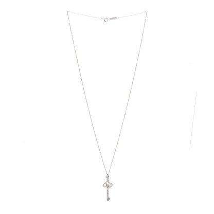 Tiffany 18K Rose Gold Diamond Mini Fleur De Lis Key Pendant Necklace 3 of 7