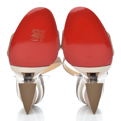 Christian Louboutin PVC Glitter Levitallo 100 Sandals 38.5 Nude 5 of 10