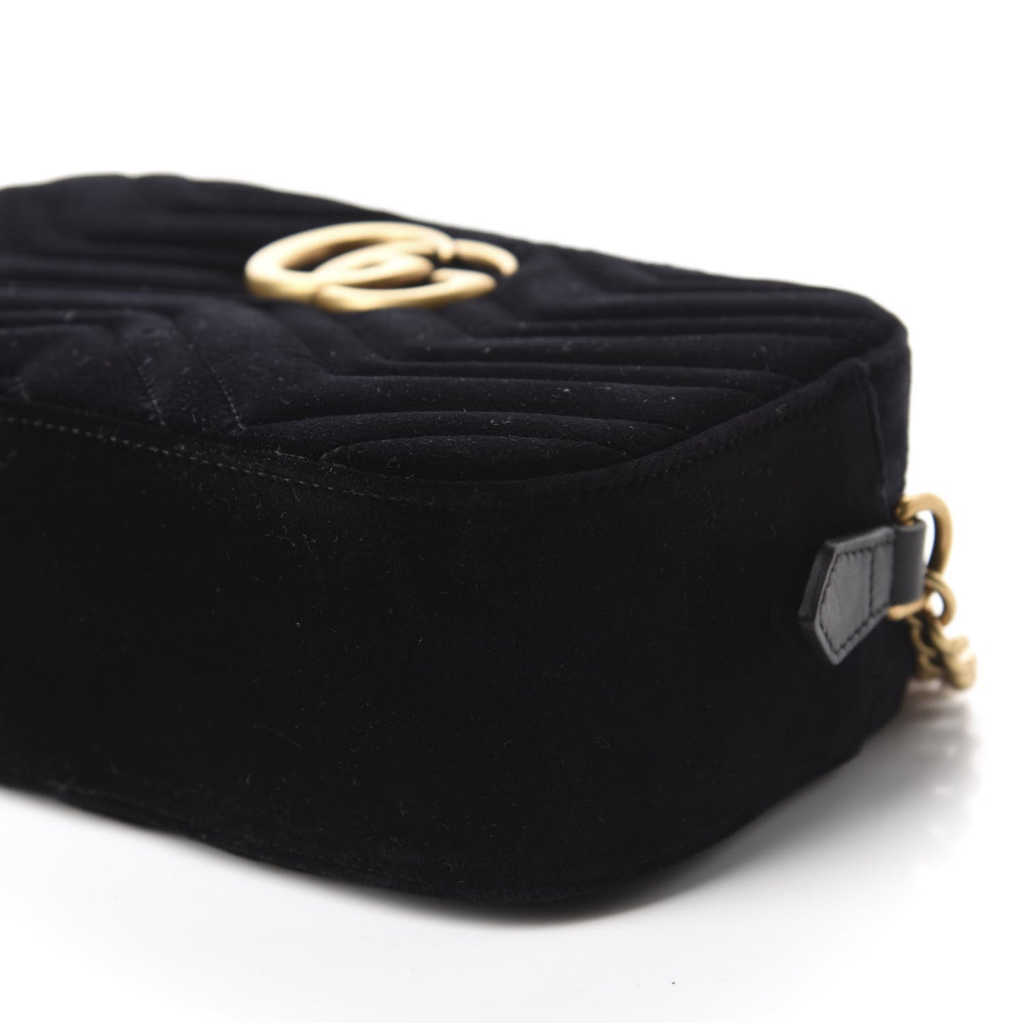 Velvet Matelasse Small GG Marmont Chain Shoulder Bag Black