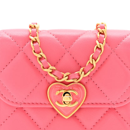 Chanel Lambskin Plexiglass Quilted Coco Love Clutch With Chain Pink 9 of 16