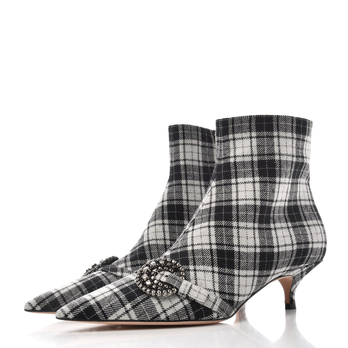 Canvas Tartan Gang Ankle Boots 40 Black