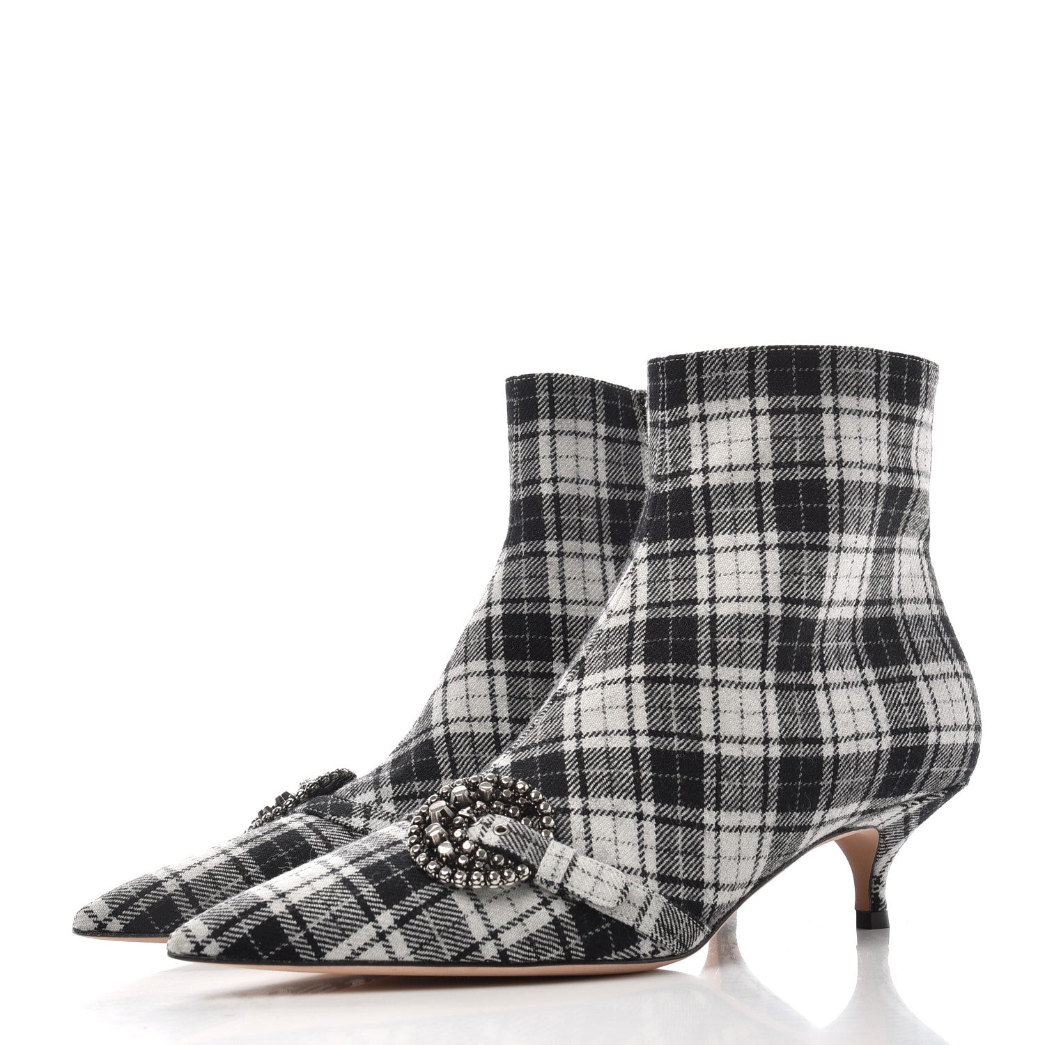 Christian Dior Canvas Tartan Gang Ankle Boots 40 Black 3 of 11
