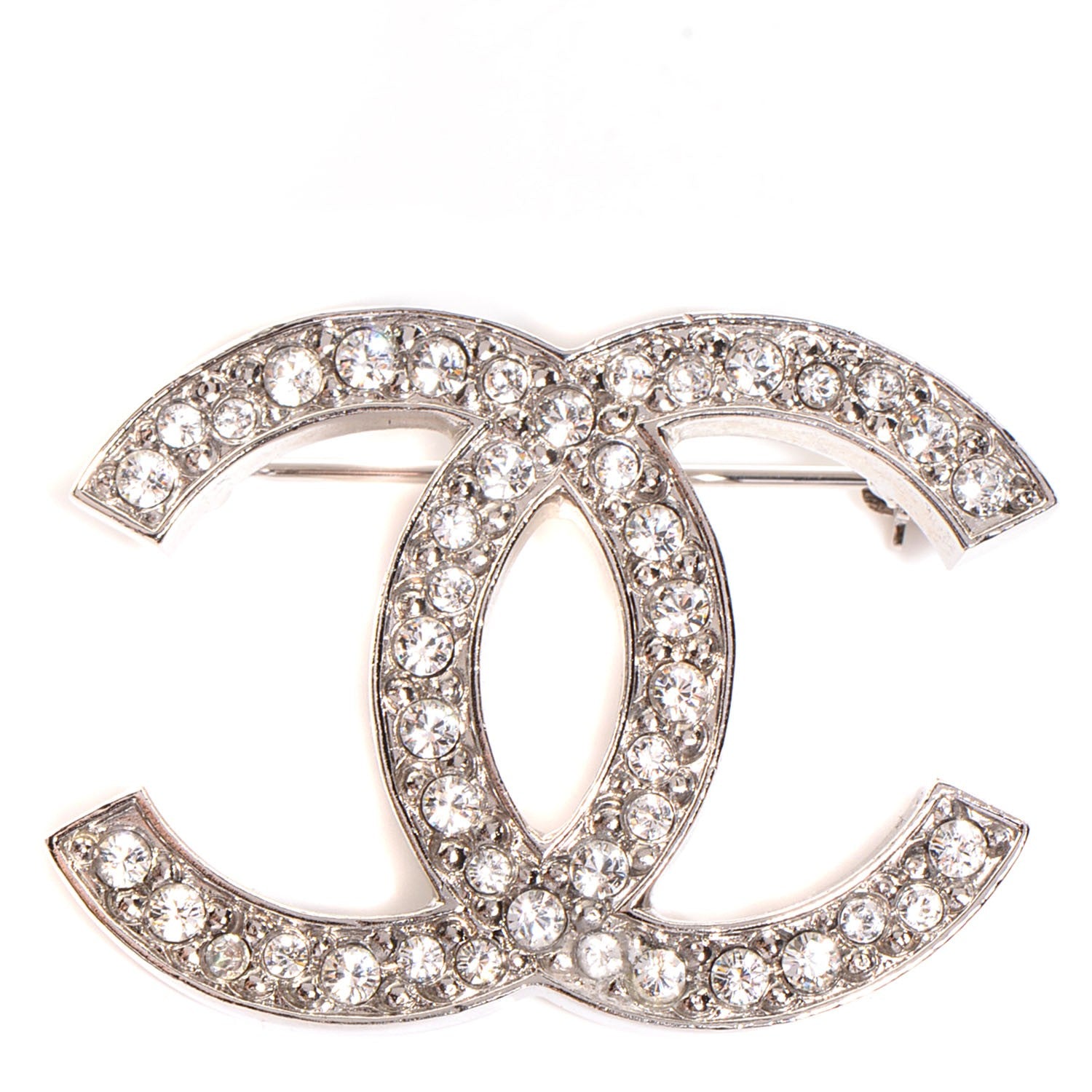 Chanel Crystal CC Brooch Silver 1 of 5