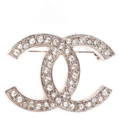 Chanel Crystal CC Brooch Silver 1 of 5
