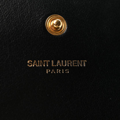 Saint Laurent Canvas Star Print Monogram Chain Wallet Gold Black 6 of 13