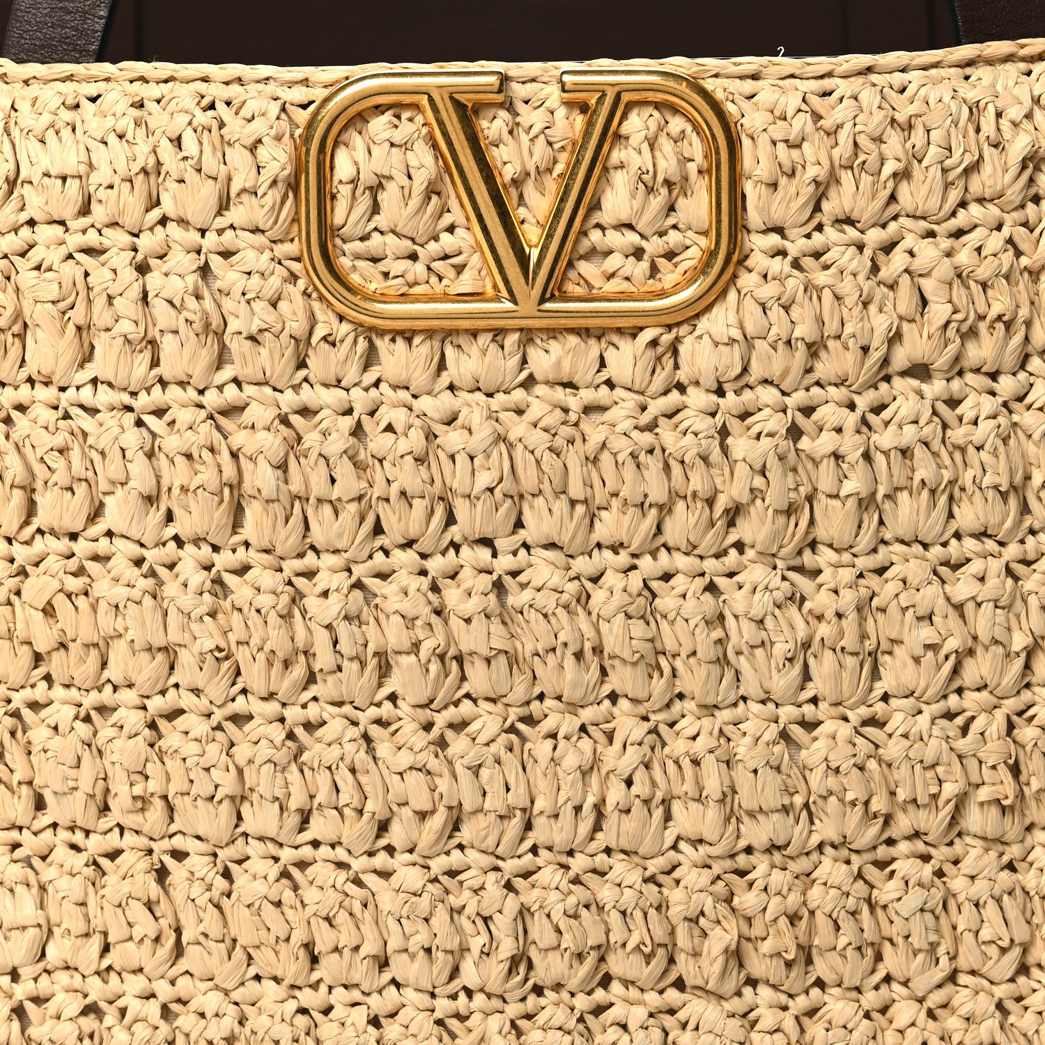 Valentino Garavani Raffia Calfskin Vlogo Tote Naturale Fondant 7 of 9