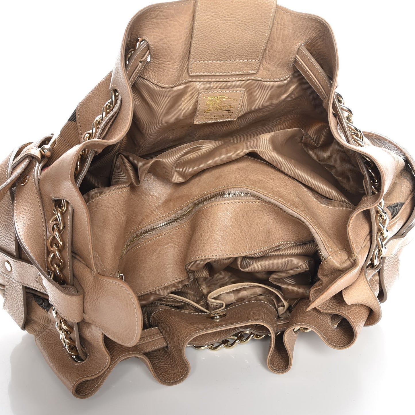Grainy Calfskin House Check Margaret Bag Light Nude