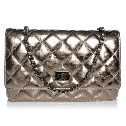 Chanel Calfskin Reissue Wallet On Chain WOC Dark Silver 1 of 10