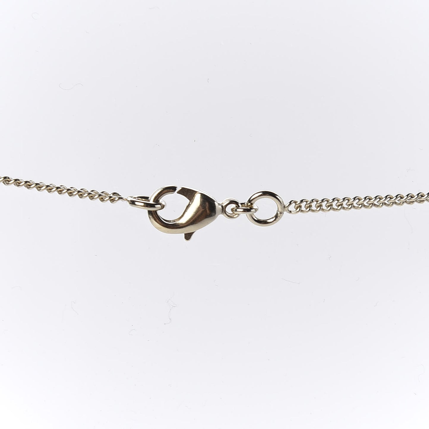 Resin Pearl CC Shield Drop Necklace Light Gold