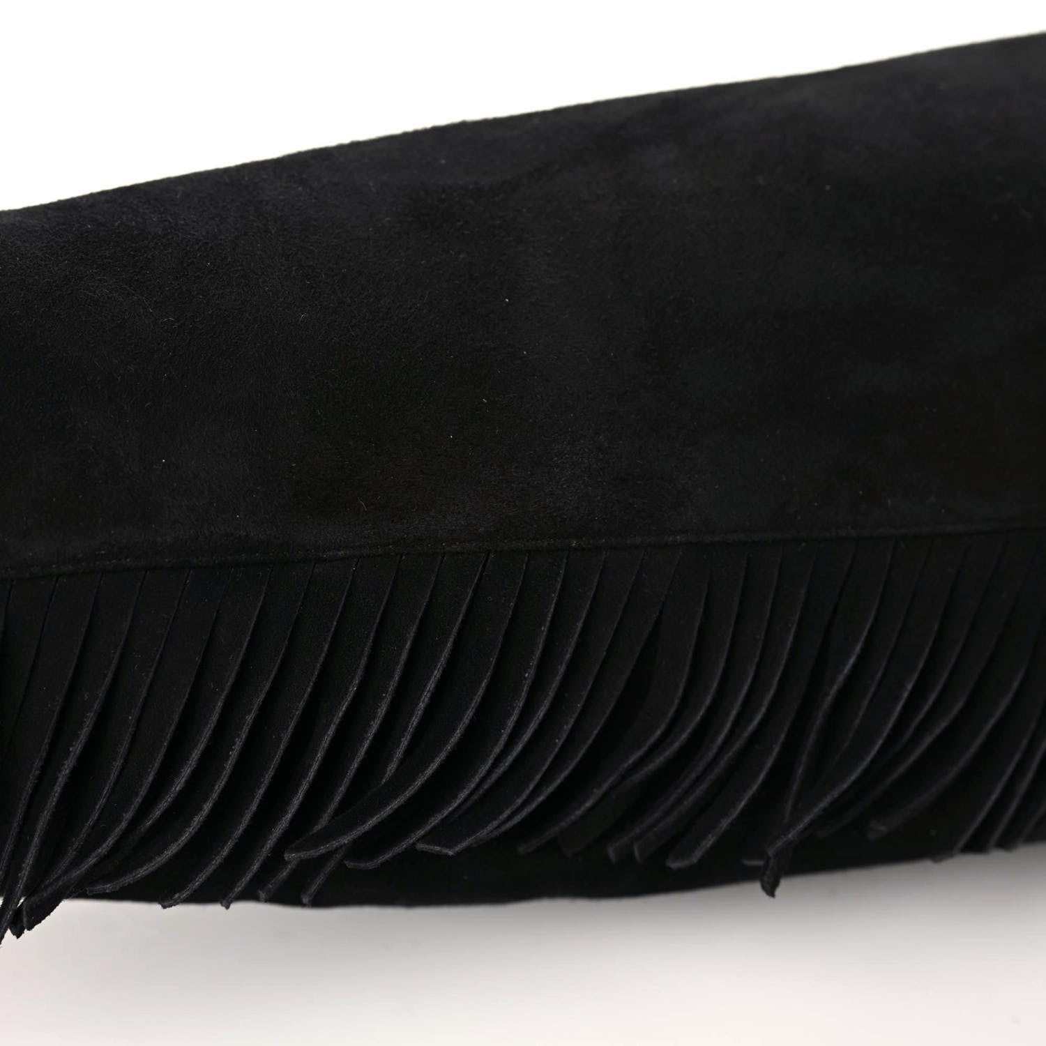 Saint Laurent Suede Goatskin BB 20 Over The Knee Fringed Boots 35 Black 7 of 7