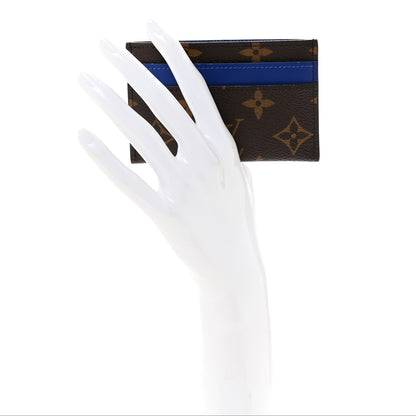 Louis Vuitton Monogram Macassar Double Card Holder Indigo Blue 2 of 8