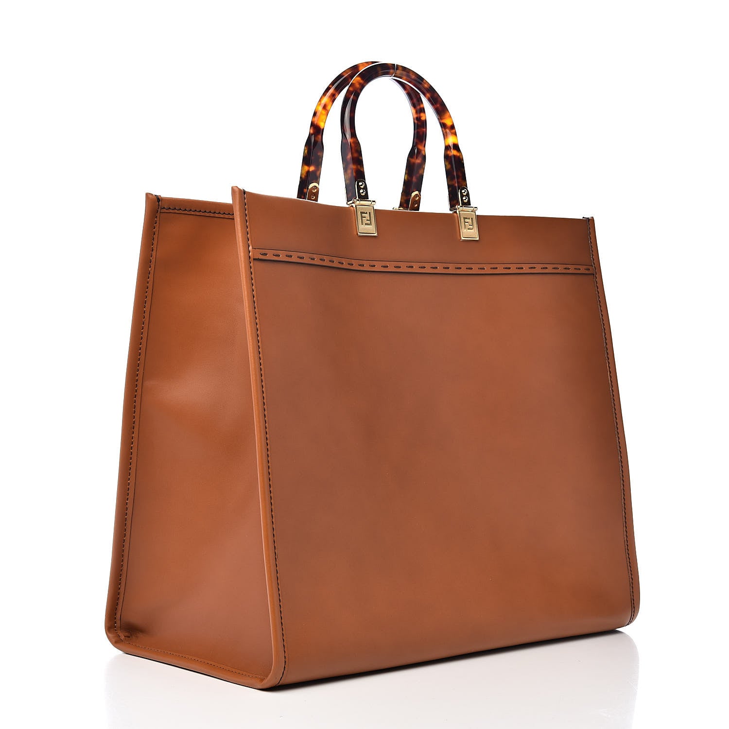 Fendi Vitello King Plexiglass Large Fendi Sunshine Shopper Tote Cuoio 3 of 10