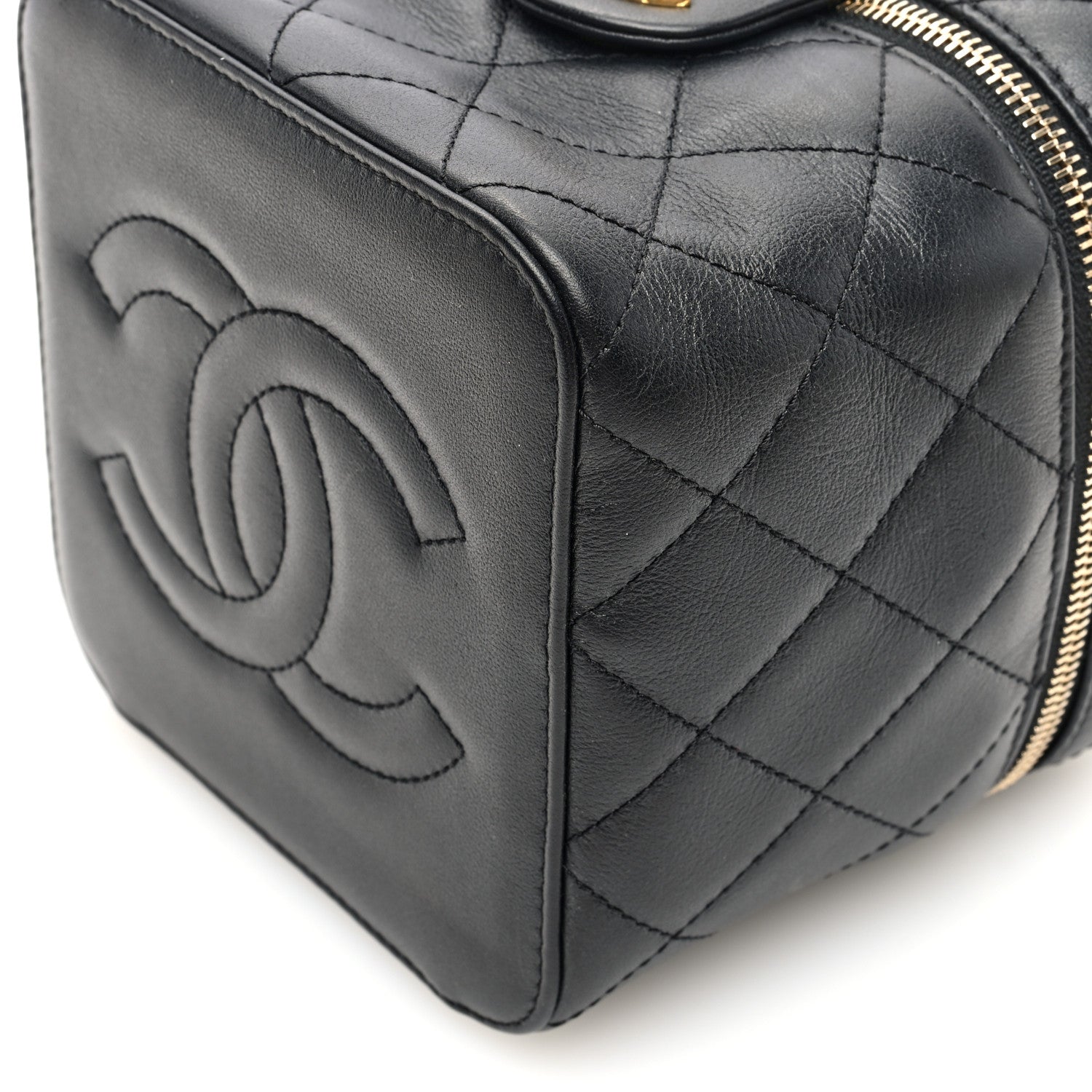 Chanel Calfskin Quilted Small Vanity Case With Chain Black 10 of 10