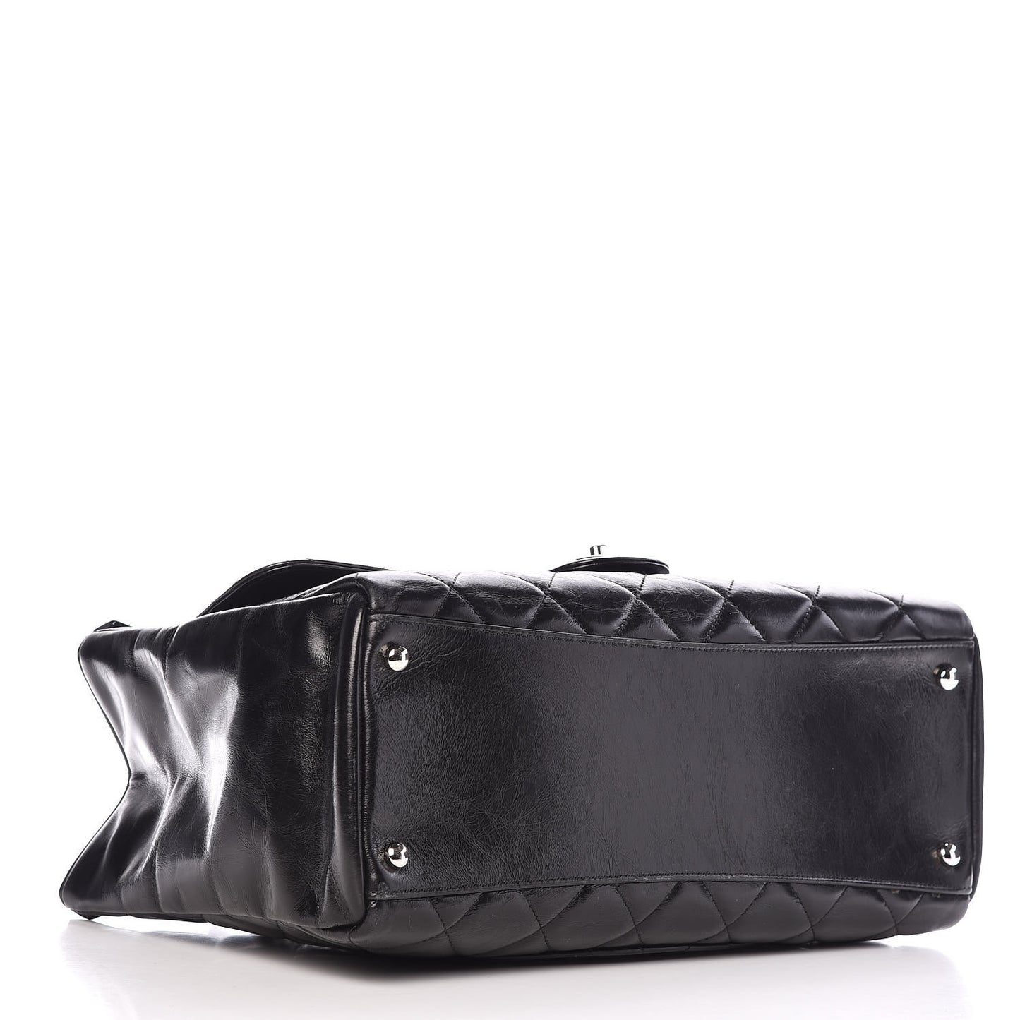 Glazed Calfskin Quilted Small CC Delivery Tote Black