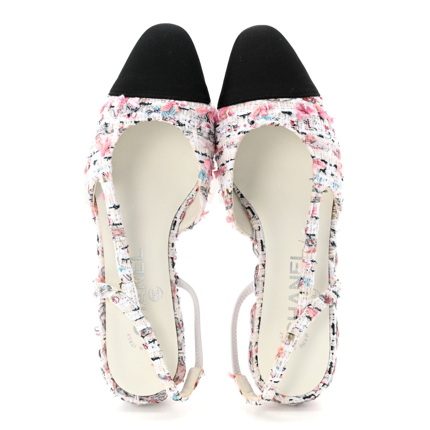Chanel Tweed Grosgrain Cap Toe CC Slingback Flat 36.5 Pink Multicolor 5 of 9