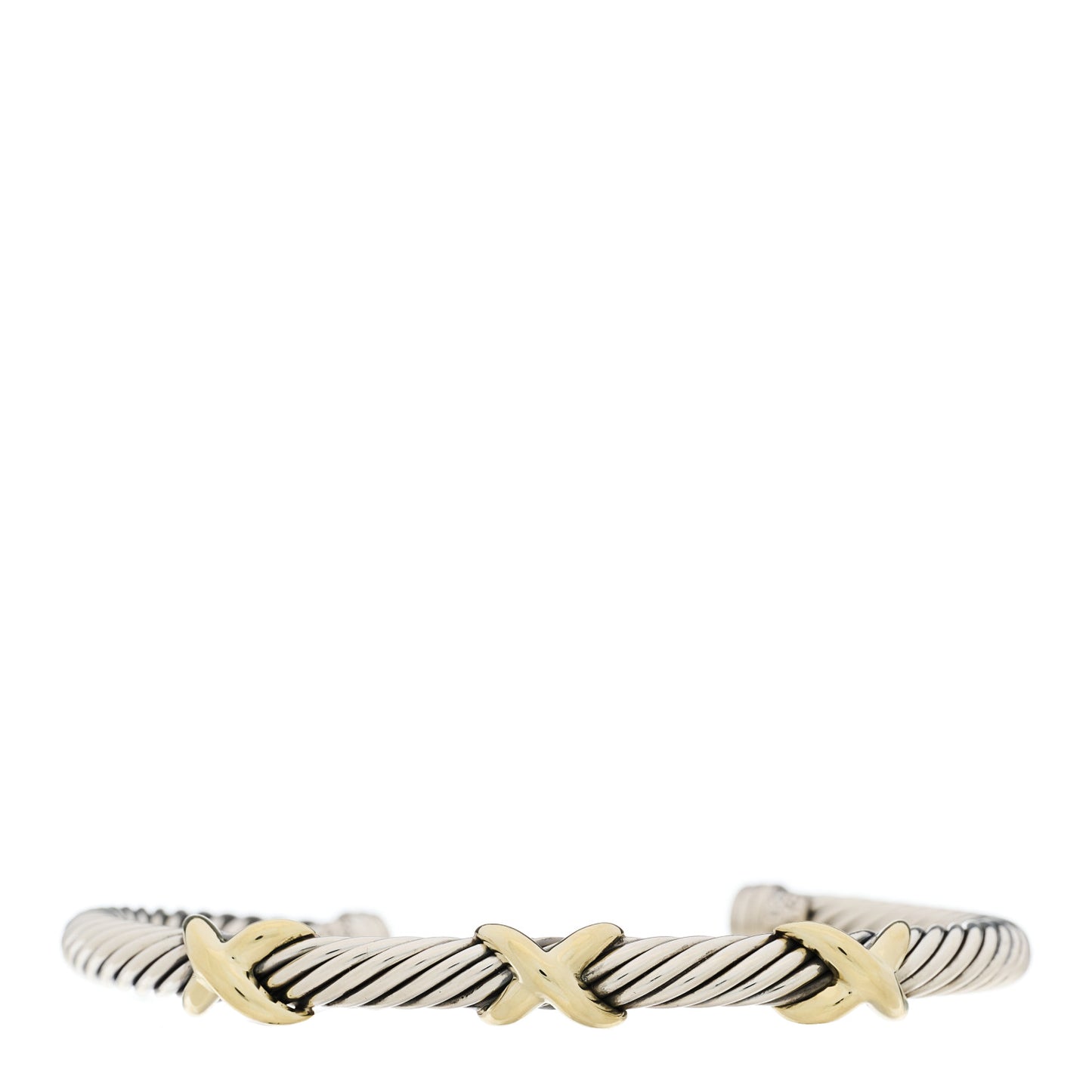 Sterling Silver 14K Yellow Gold 5mm Triple X Cable Bracelet