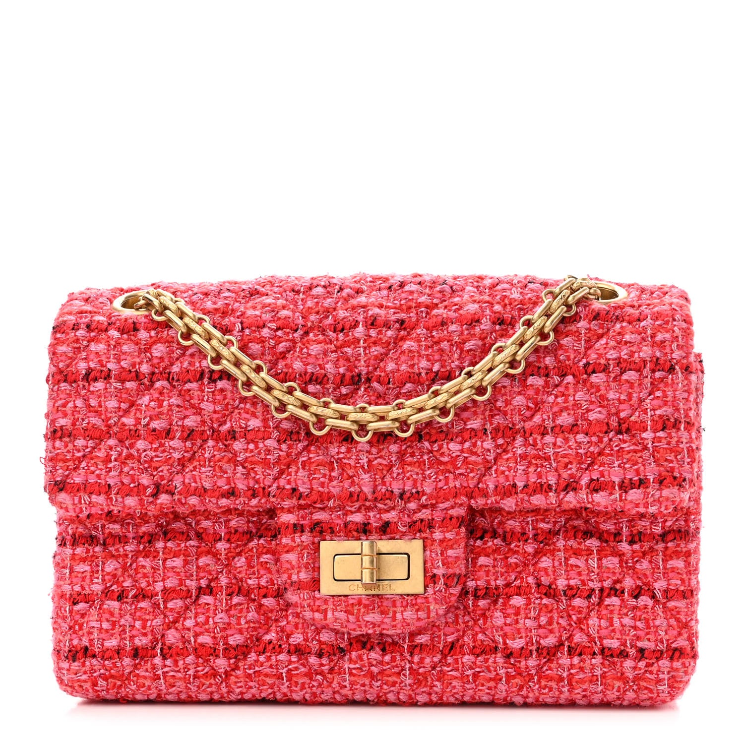 Chanel Tweed Quilted Mini 2.55 Reissue Flap Red Ecru Black 1 of 14