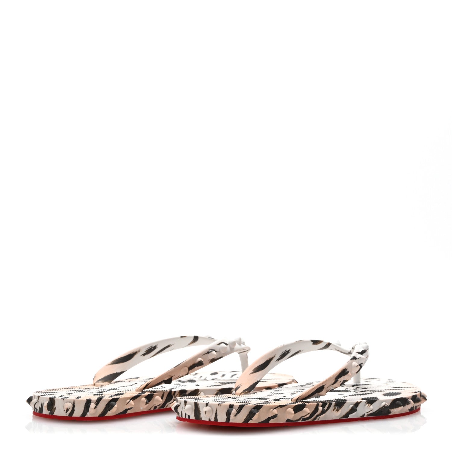 Christian Louboutin Rubber Gigi Printed Spike Super Loubi Donna Flip Flop 37 Vintage Rose 5 of 8
