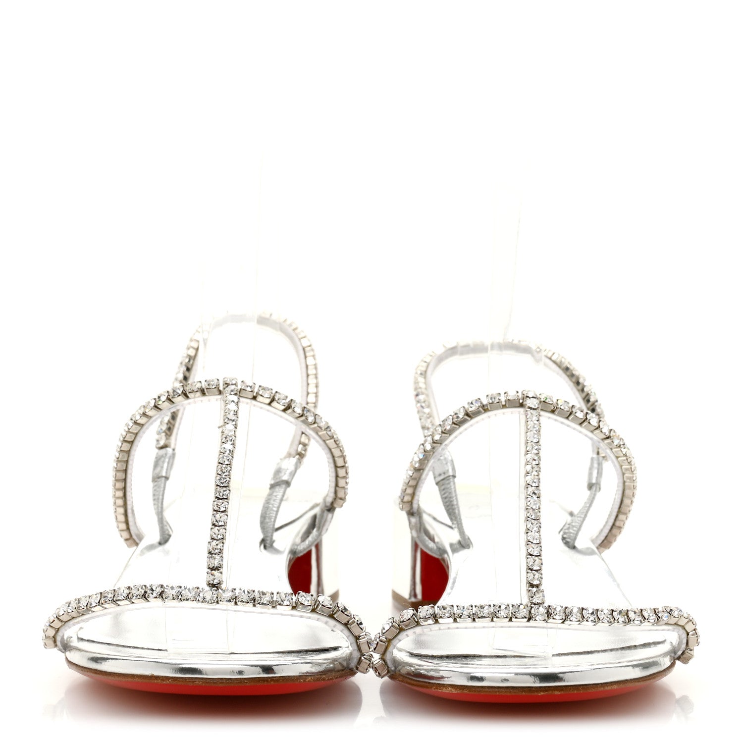 Christian Louboutin Specchio PVC Crystal Simple Queenie Sandals 36 Silver 3 of 8