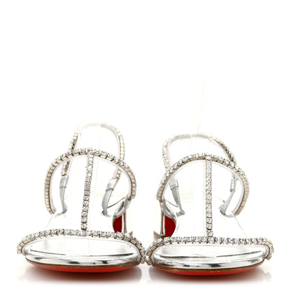 Christian Louboutin Specchio PVC Crystal Simple Queenie Sandals 36 Silver 3 of 8