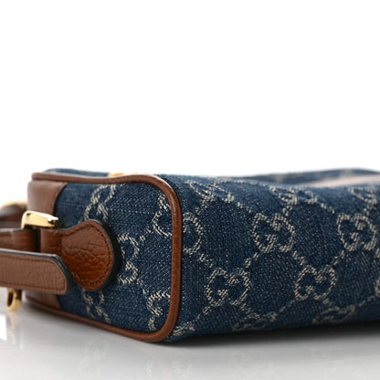 Gucci New Denim GG Monogram Dollar Calfskin Mini Ophidia Shoulder Bag Blue Tea Cuir Epilog 8 of 10