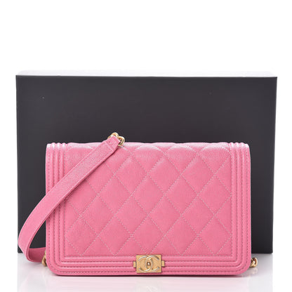 Chanel Caviar Quilted Boy Wallet On Chain WOC Pink 14 of 14