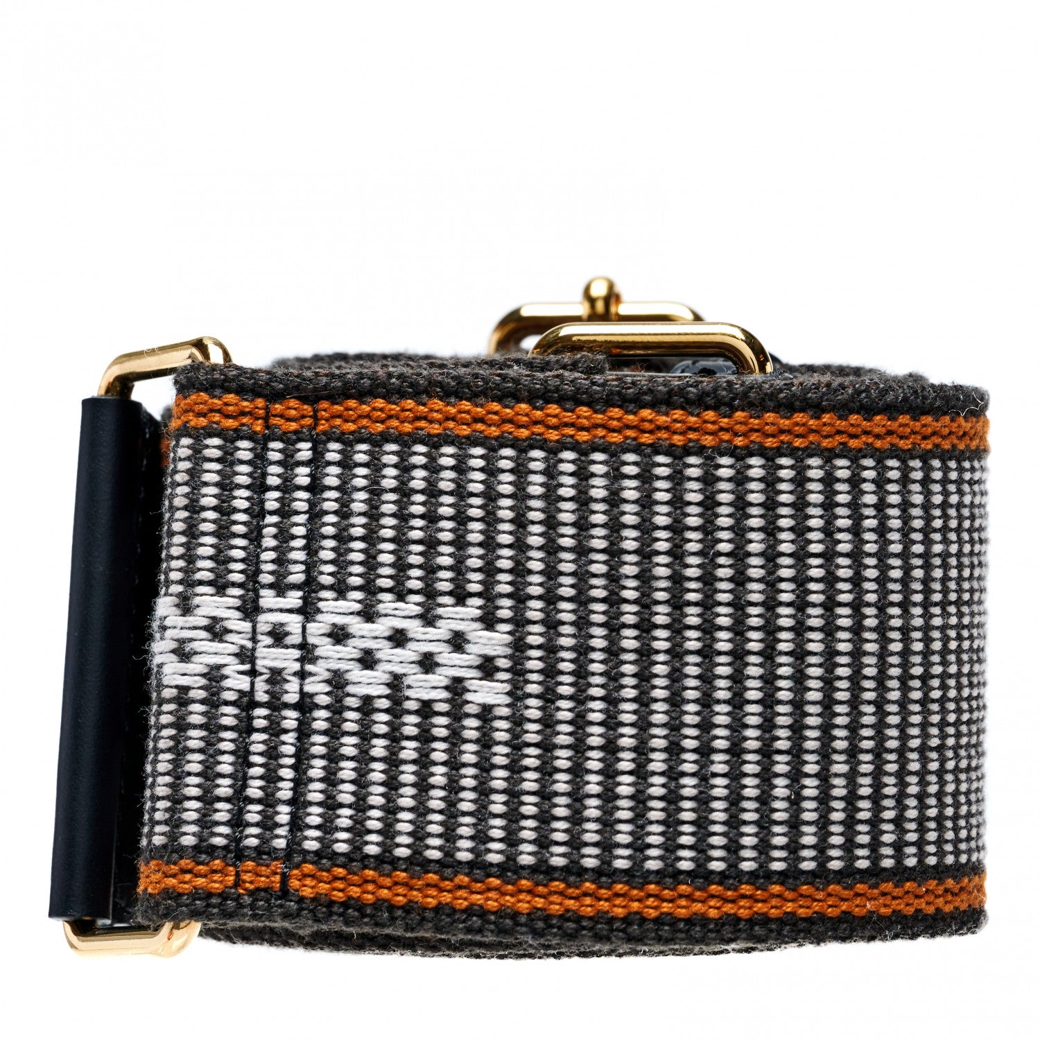 Fendi Cannete Ribbon Poly Vitello Century Logo Adjustable Strap You White Brandy Black 2 of 4