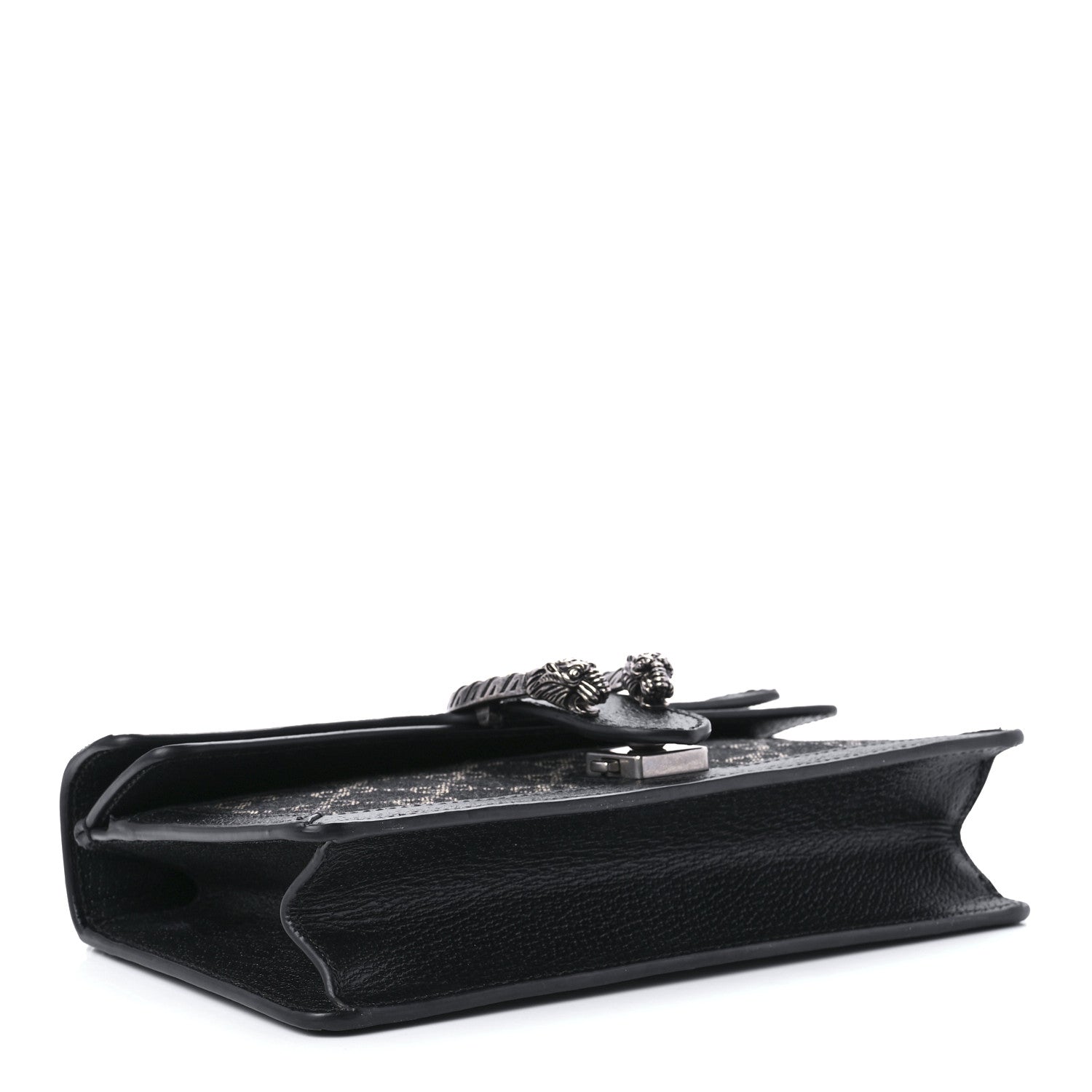 Gucci Jacquard Black Denim GG Monogram Textured Dollar Calfskin Small Dionysus Shoulder Bag Black Ivory 3 of 10