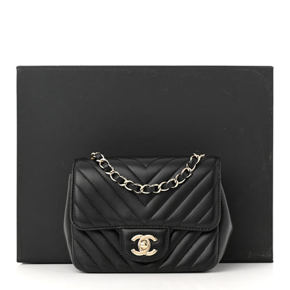 Chanel Lambskin Chevron Quilted Mini Square Flap Black 11 of 11