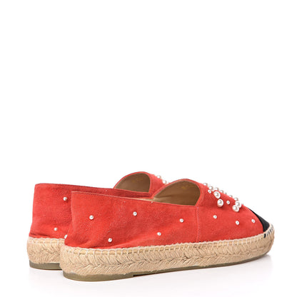 Chanel Suede Pearl CC Espadrilles 40 Red 4 of 13